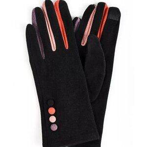 Retro Faux Suede gloves with multi color blocking - NWT